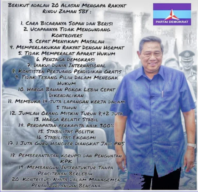 VIRAL! Beredar 20 Alasan Mengapa Rakyat Indonesia Rindu Zaman SBY, Sindir Jokowi?