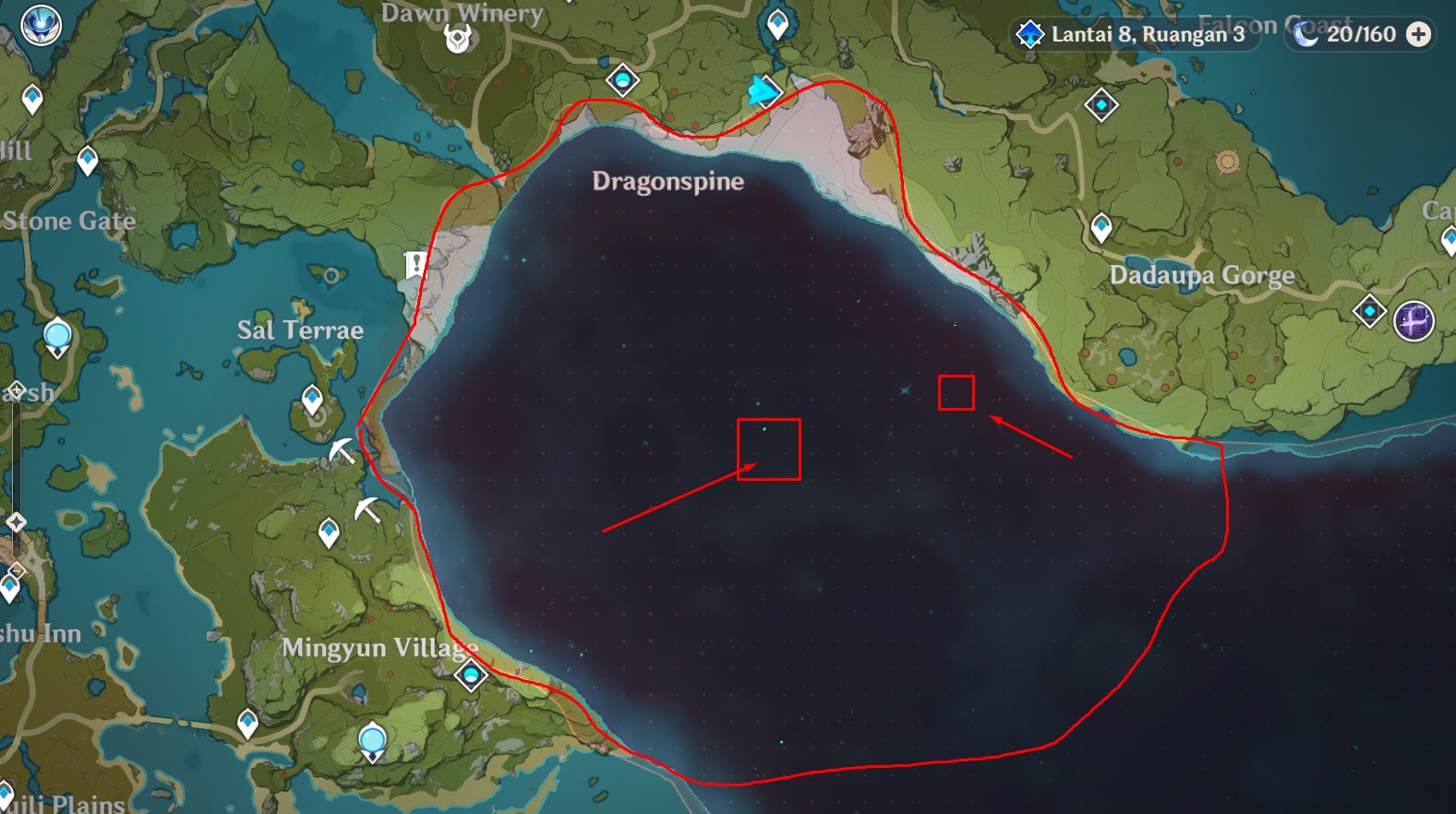Dragonspine Genshin Impact Map Dengan 1 Statue Of The Seven RETUWIT