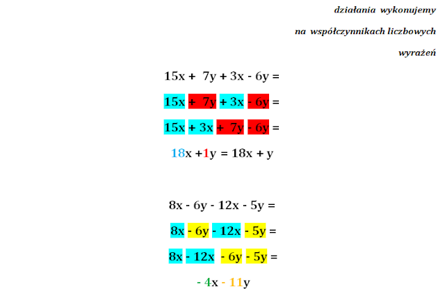 Upraszczanie Wyrażeń Algebraicznych Klasa 6 Matematyka na odległość. : Upraszczanie wyrażeń algebraicznych