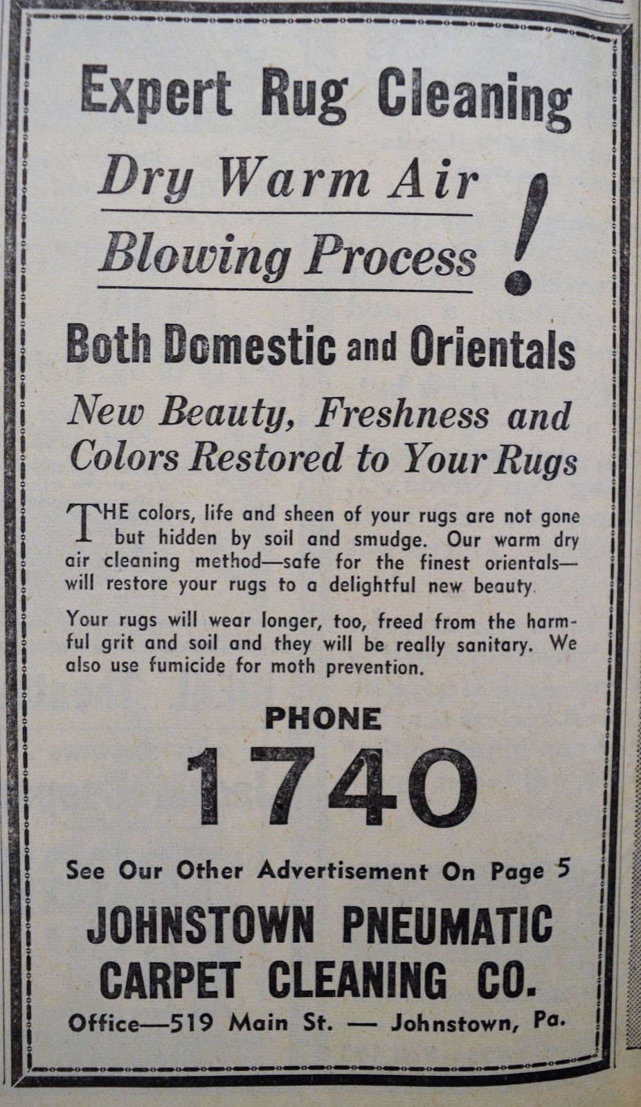 Vintage Johnstown Expert Rug Cleaning