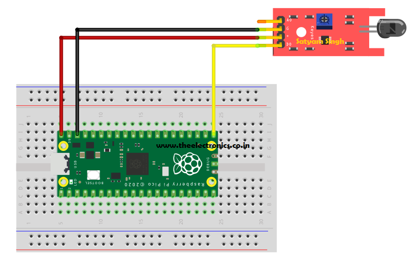 Flame sensor interfacing with Raspberry Pi Pico