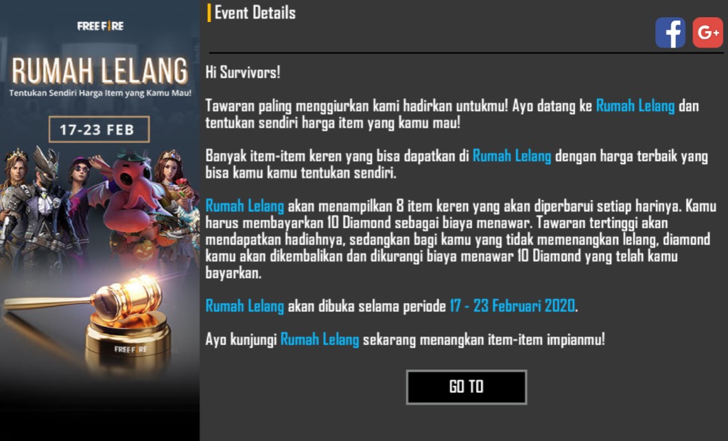 Event Rumah Lelang Free Fire Tawar Penawar Harga Tertinggi