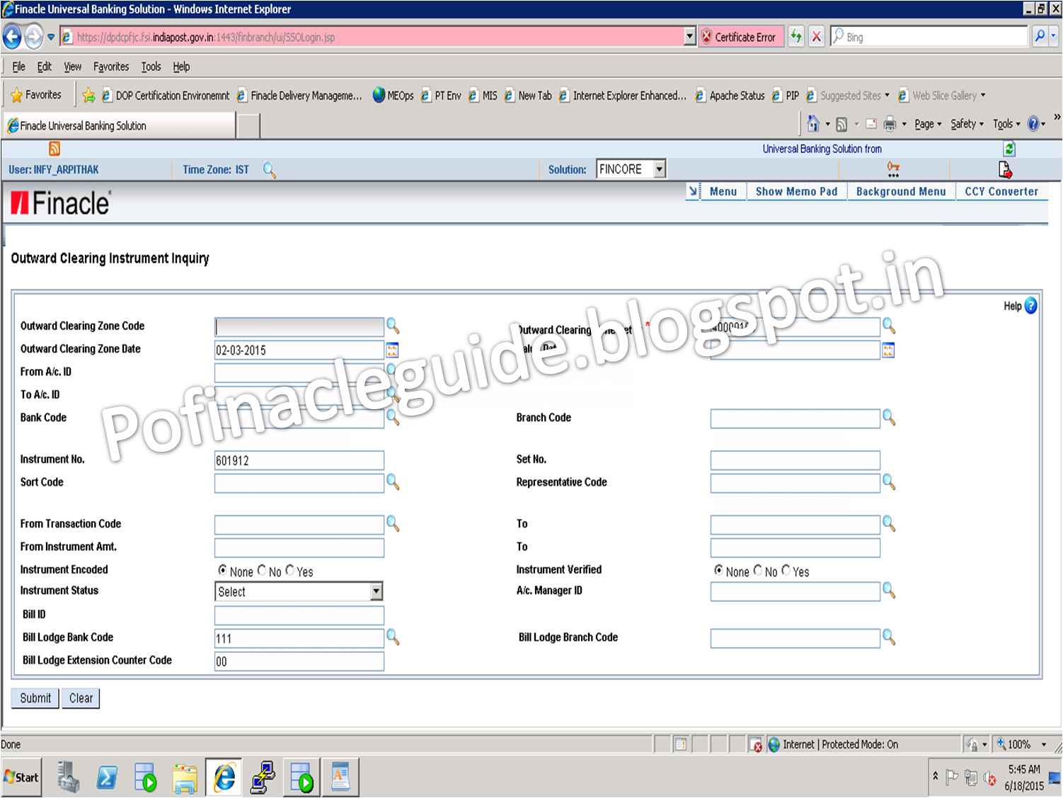 Latest FAQ on Clearing both inward and outward clearing in DOP Finacle