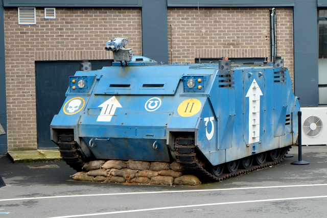 Yup, that\'s definitely a tank. Ultramarines Rhino Tank in the parking lot