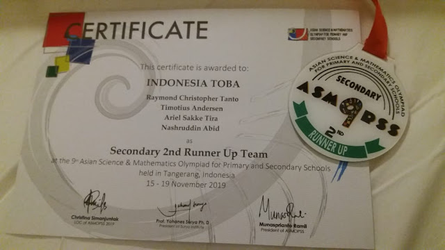 Raymond, Siswa SMP KK, Raih Bronze Medal Asmopss 2019 Raymond, Siswa SMP KK, Raih Bronze Medal Asmopss 2019