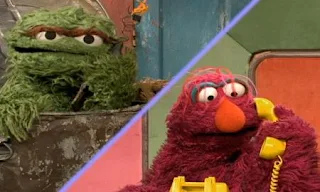 Telly hosts the phone call, Oscar is calling. Sesame Street Being Green