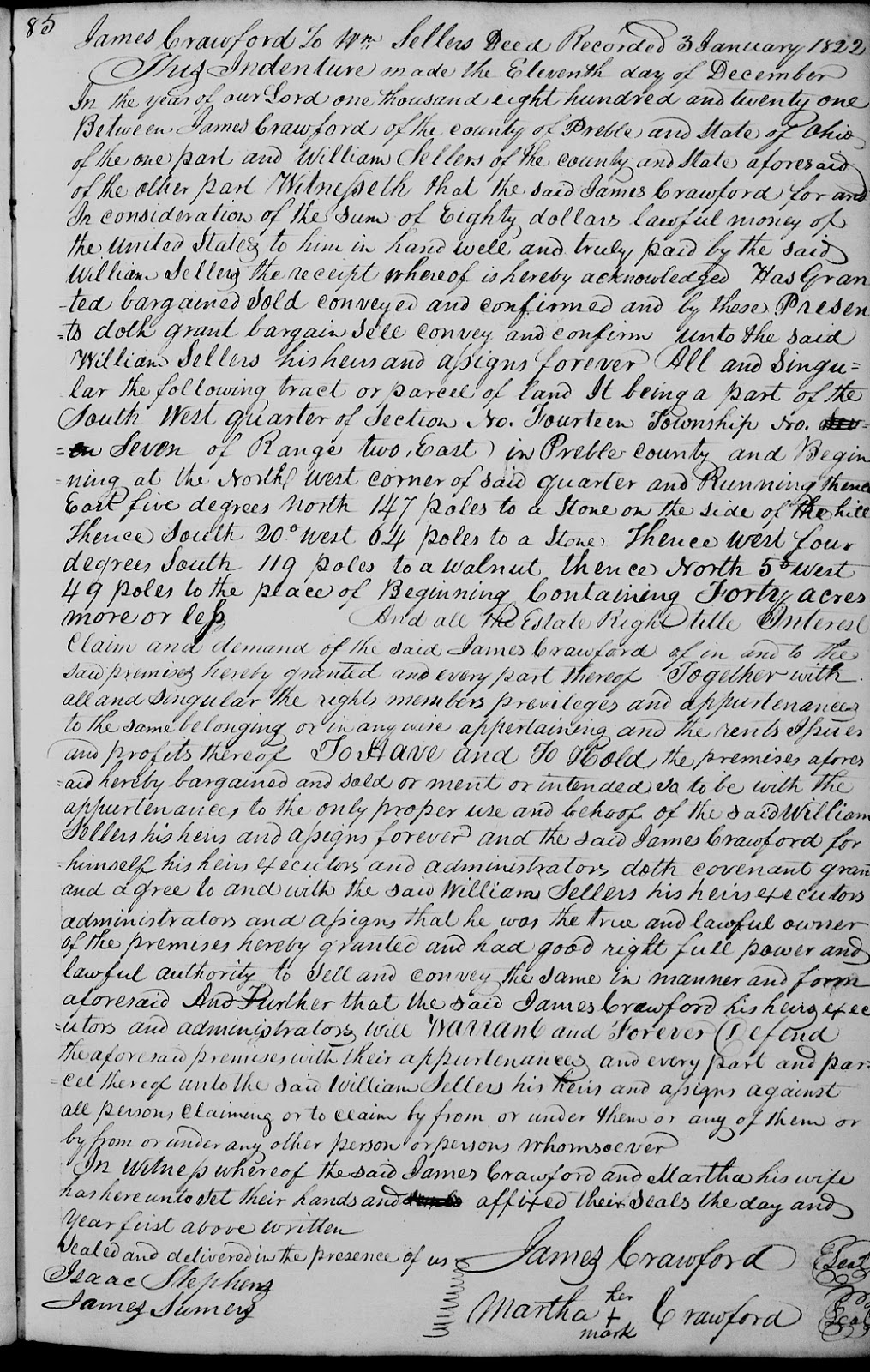 Heartland Genealogy James Crawford of Preble County