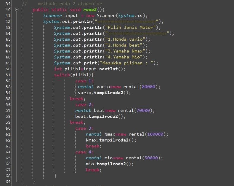 Contoh program Rental Mobil dan Motor dengan konsep oop pada java ...