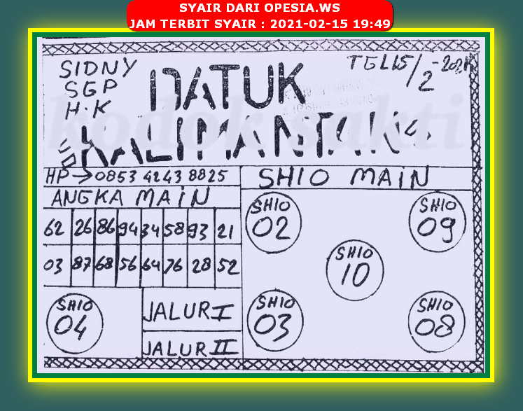 Syair Harian Hk 15 Februari 2021 Kode Syair Sgp Hk Sd Motesia