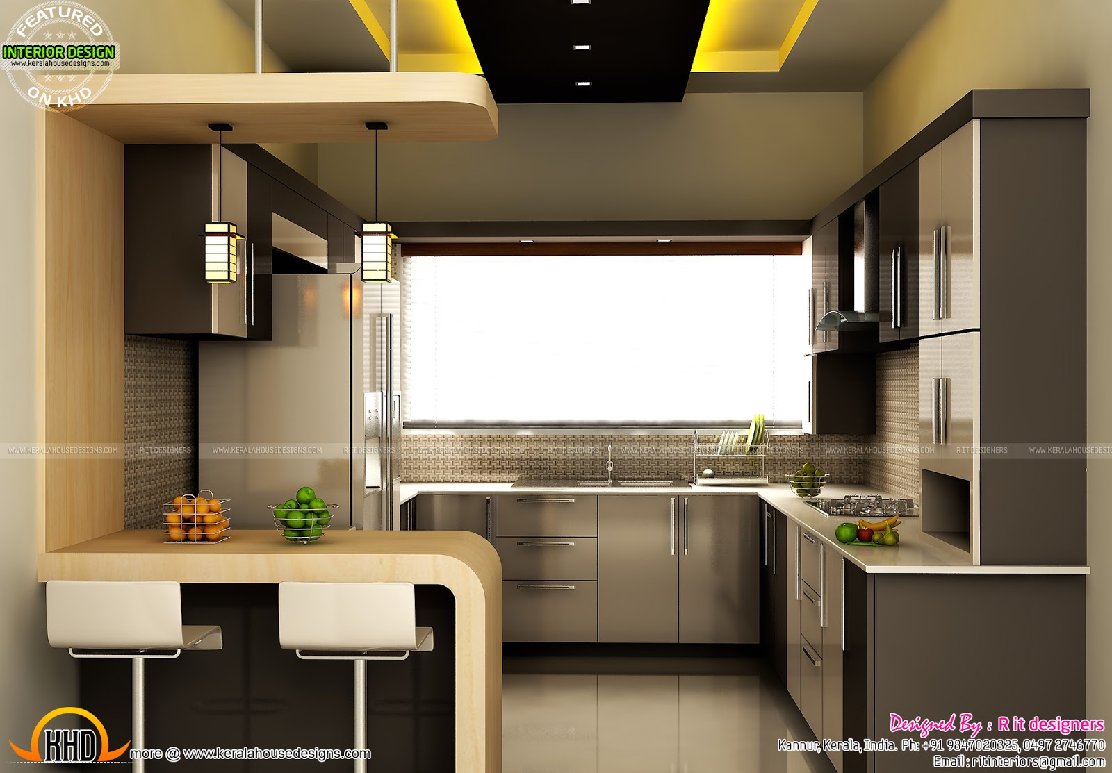 Modular kitchen, dining and bedroom interior   Kerala home design ...