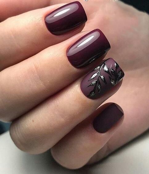 Burgundy nail art