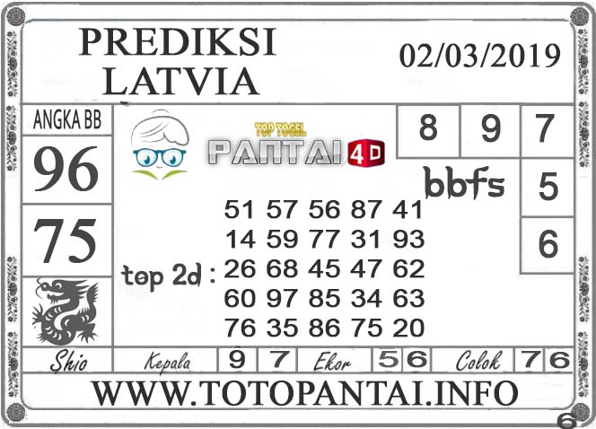 Prediksi Togel “LATVIA” PANTAI4D 02 MARET 2019