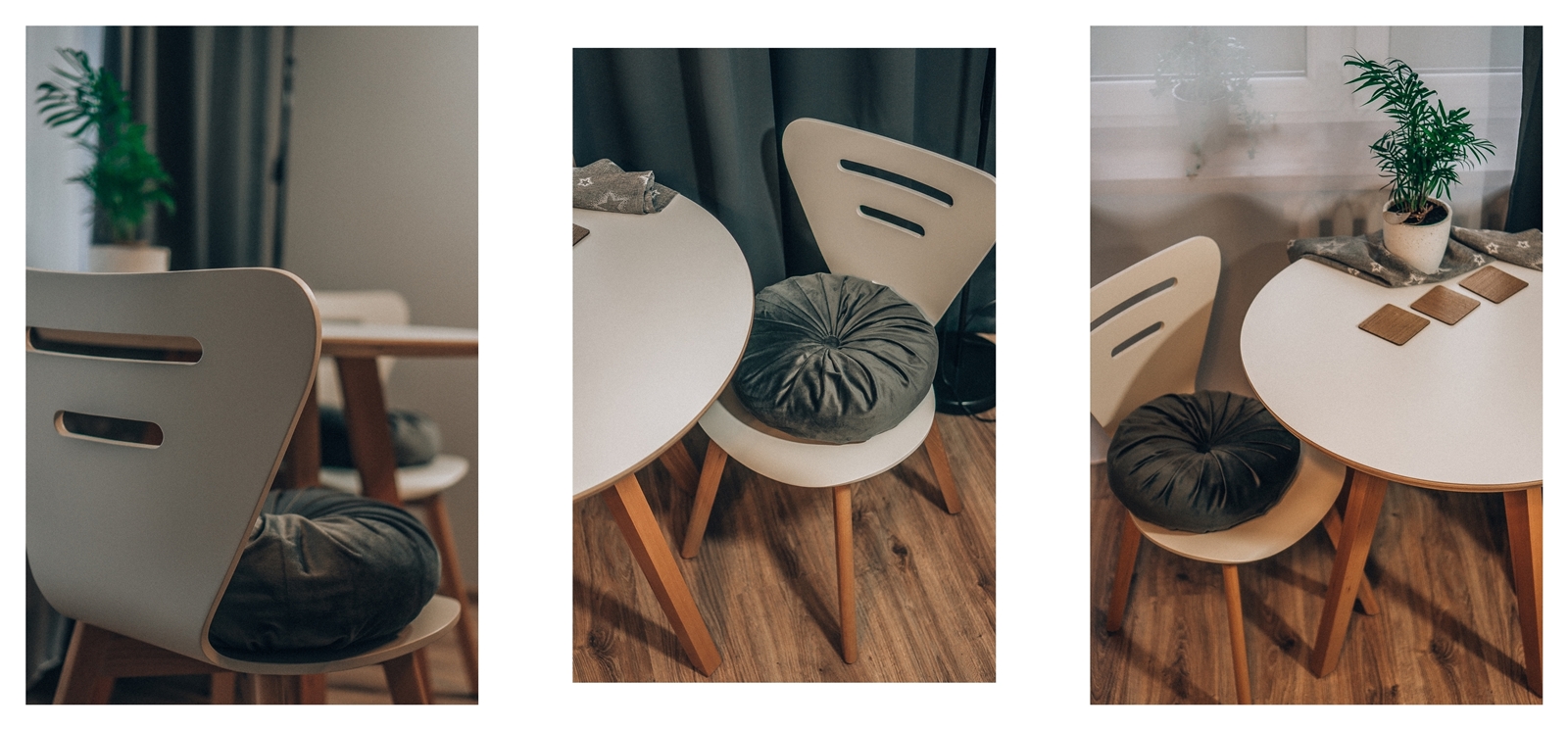 0 drewniany biały stół do jadalni, salonu i kuchni. Drewniane krzesła w stylu skandynawskim. Białe krzesła loftowe drewniane bez podłokietników z wysokim oparciem. Soldny stół dla 4 osób, solidne krzesła.