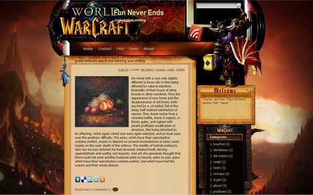 Free Vector Warcraft WOW Games Blogger Theme Template