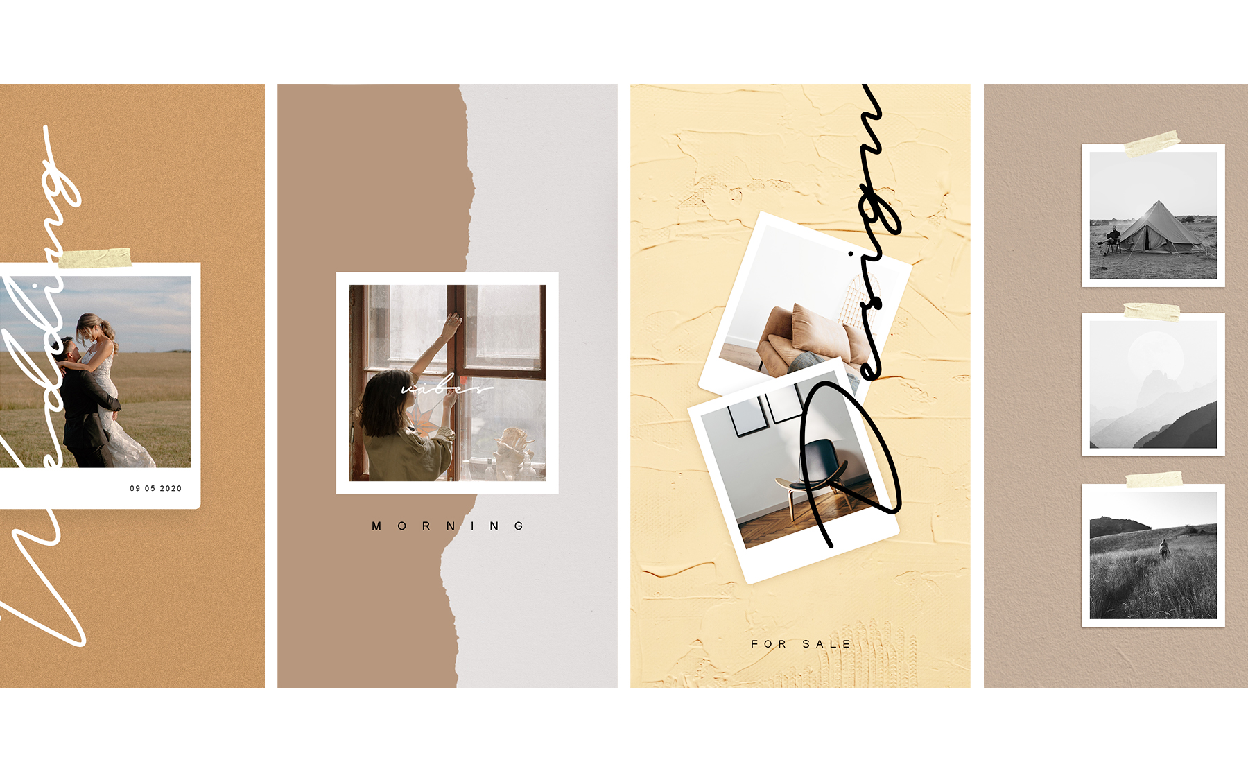 Free 4 Polaroid Collage Instagram Story Template Design