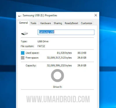 Kapasitas Flashdisk Samsung Terbaca di PC