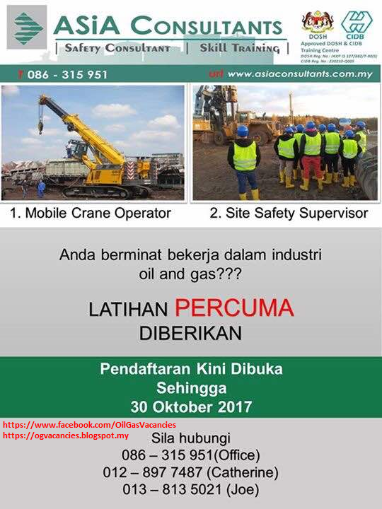 Oil &Gas Vacancies Latihan Mobile Crane Operator & Sate Safety