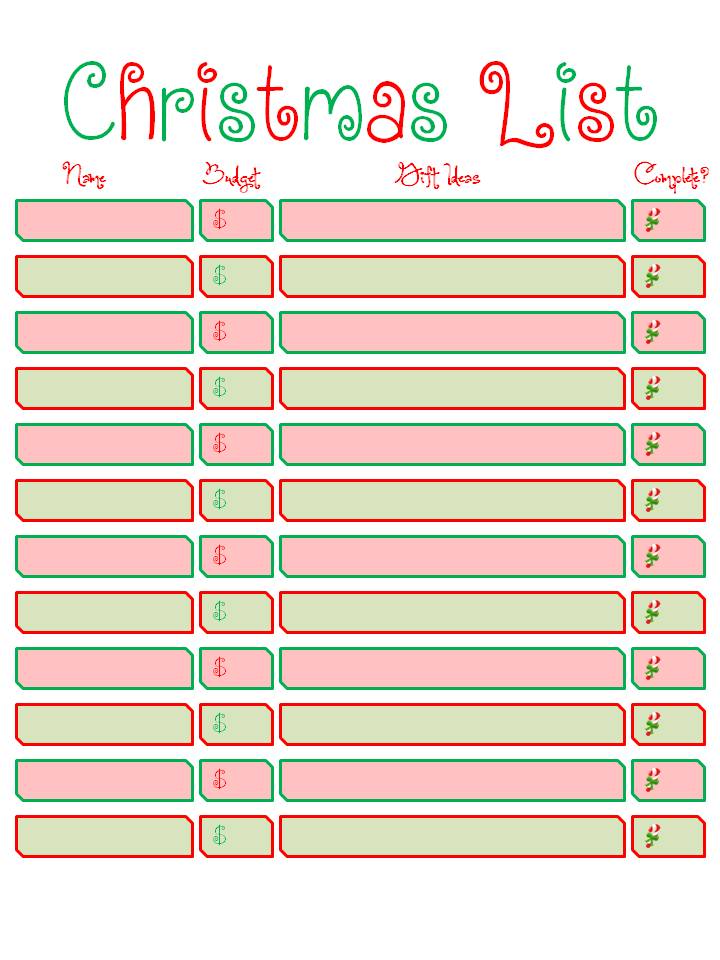 My Christmas List Printable Free