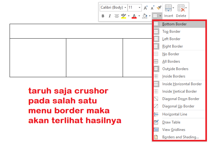 Cara Menghilangkan Garis Tabel Di Word