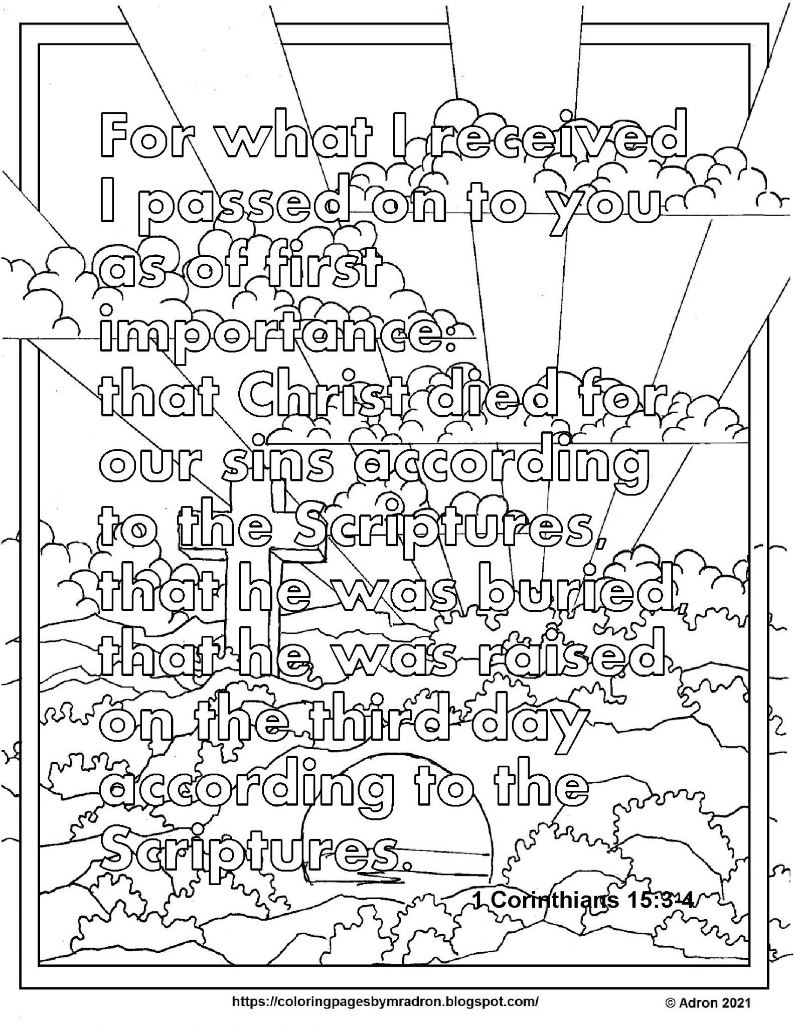 Coloring Pages for Kids by Mr. Adron Free 1 Corinthians 1534 Easter
