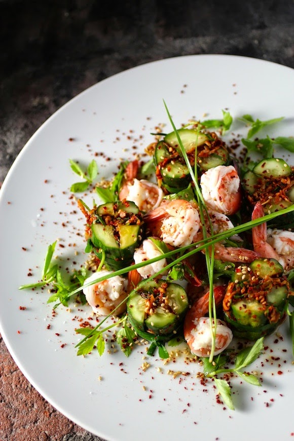 [Korean Recipes] Stuffed Cucumber Kimchi with Shrimp and Minari All