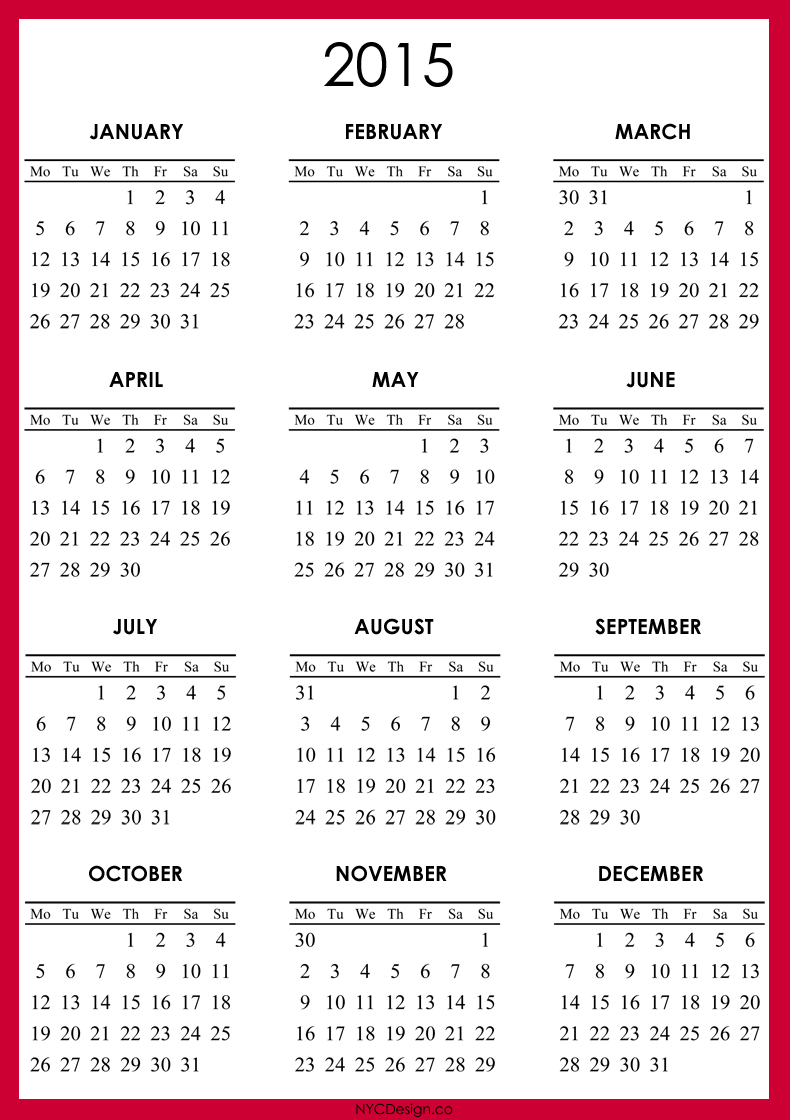 New York Web Design Studio, New York, NY: 2015 Calendar - Printable