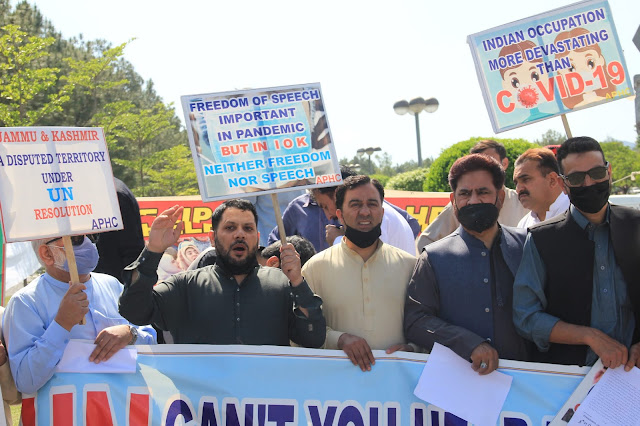 APHC protest in front of Faisal Mosque Islamabad: Pictures