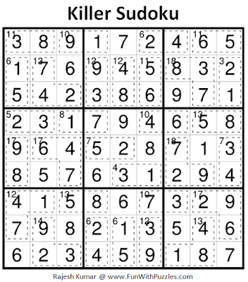 Killer Sudoku  (Fun With Sudoku #234) Puzzle Answer