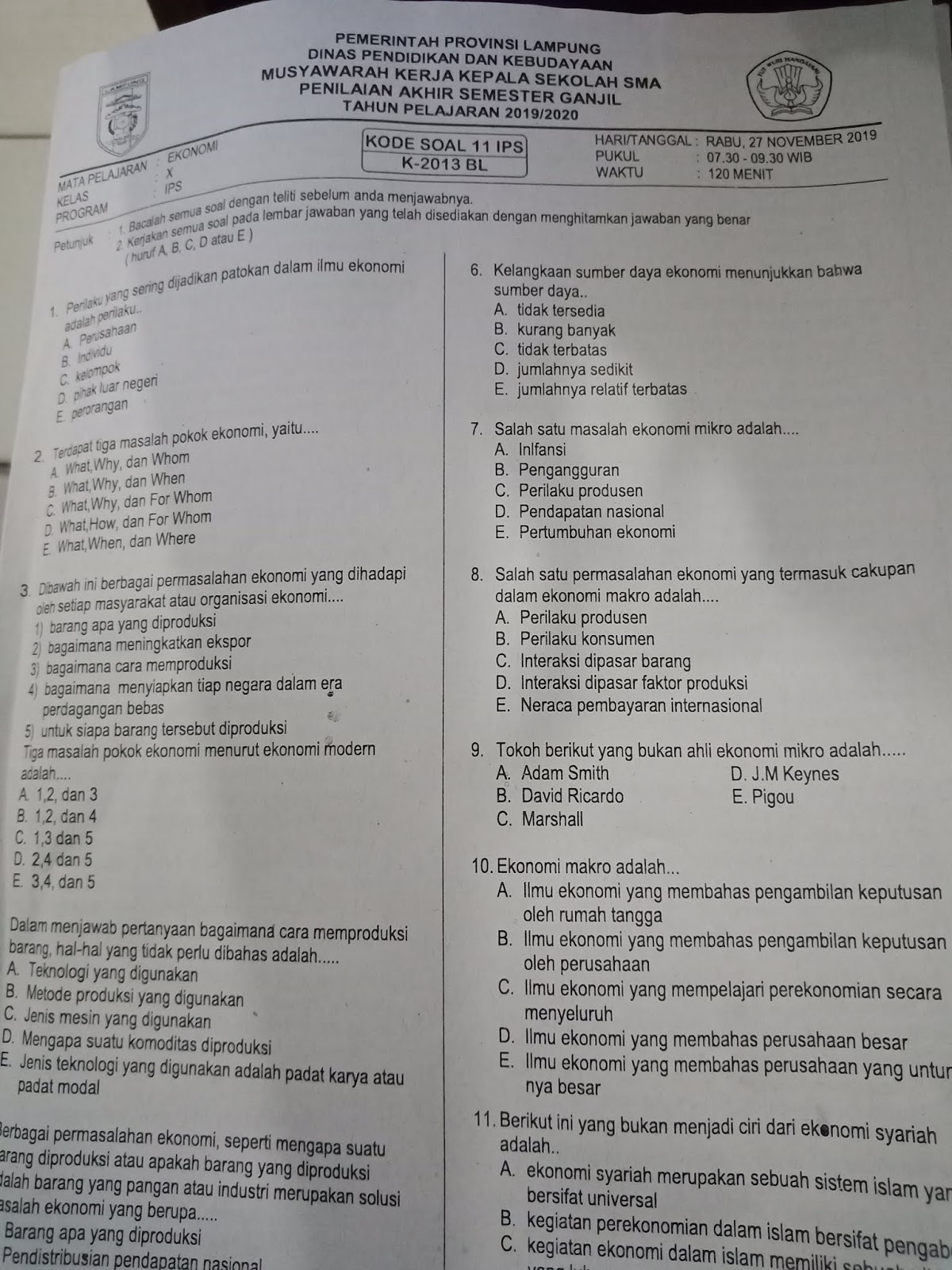 Soal Ekonomi Kls 10