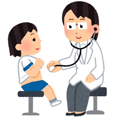 内科検診のイラスト（学校の健康診断・女の子）