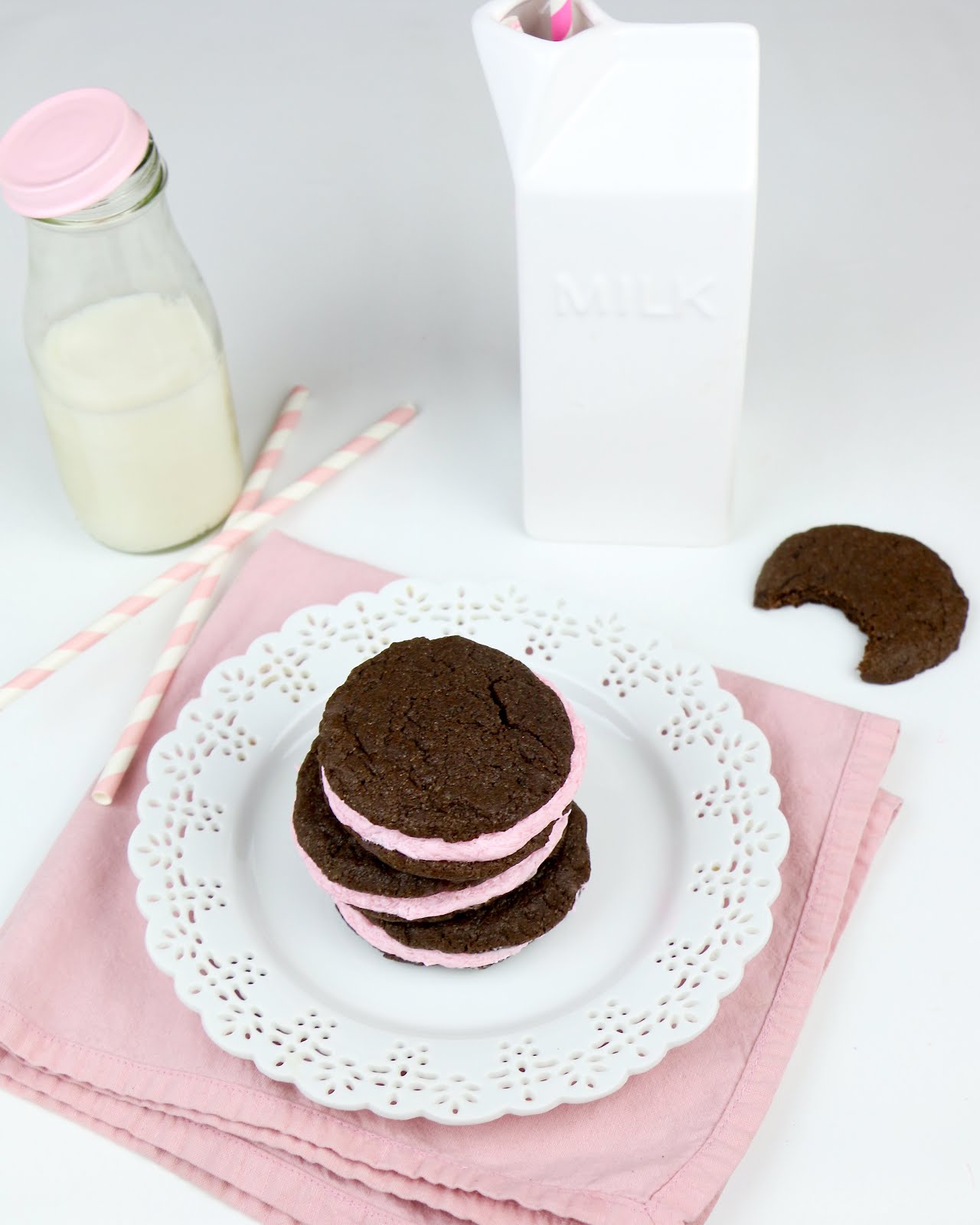 Chocolate Strawberry Sandwich Cookies (DIY PINK OREOS!) The Lindsay Ann