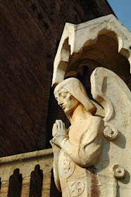 Modernist Archangel Sculpture inside Sant Pau Hospital modernist complex