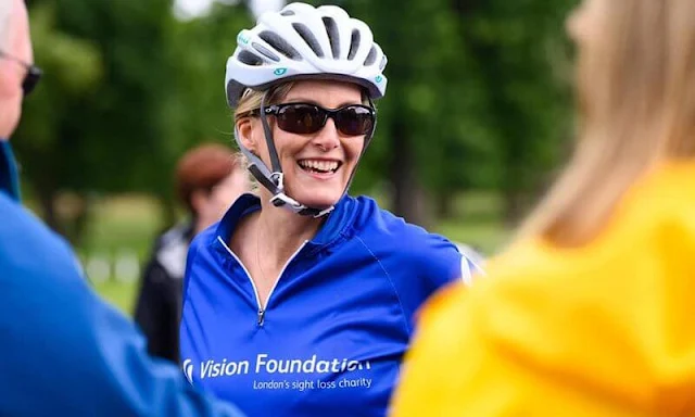 As Patron of The Vision Foundation, The Countess of Wessex joined visually impaired and sighted cyclists for a tandem bike ride