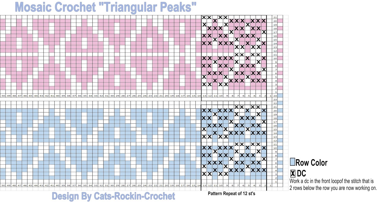 Printable Crochet Pattern Mosaic Crochet Chart