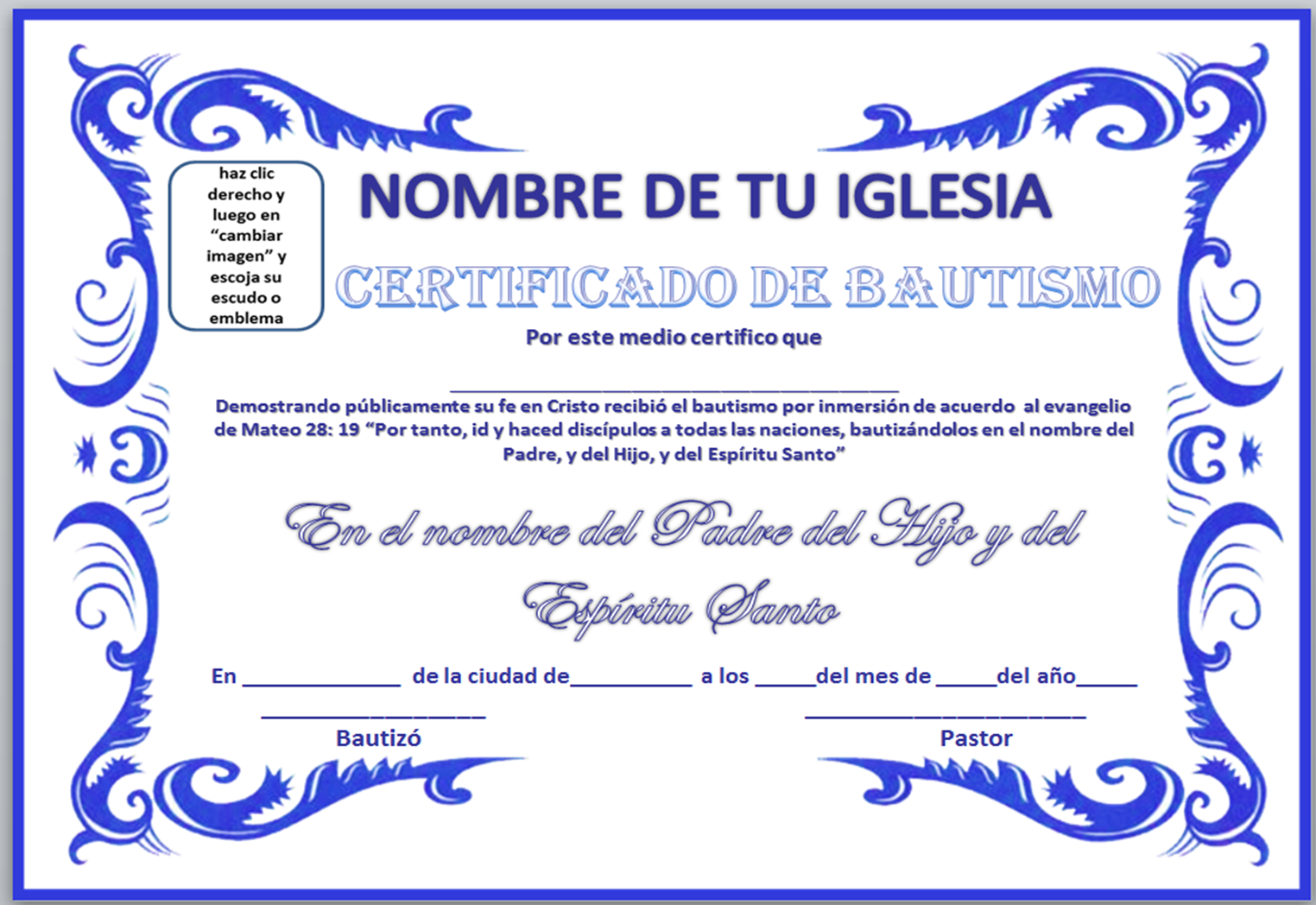 certificado de bautismo para descargar