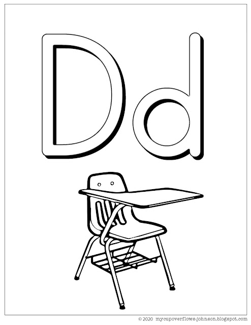 D is for desk coloring page