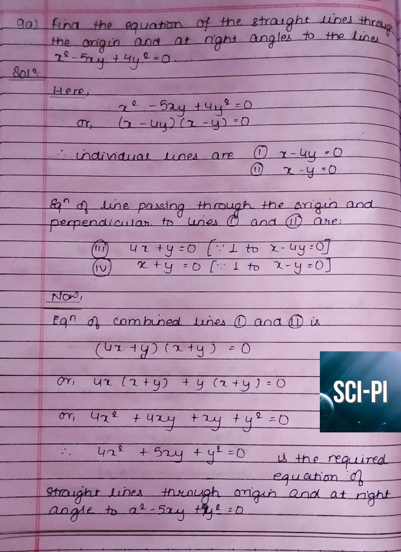 Grade 11 Pair of Straight Lines Exercise Solutions | Basic Mathematics ...