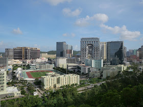 view of the Macau University of Science and the Morpheus hotel from the Grand Taipa Hiking trail