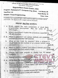 Visual Programming - 3rd Semester Question Papers CTEVT | Diploma in ...