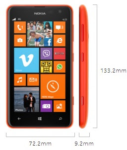Dimensiones del Nokia Lumia 625