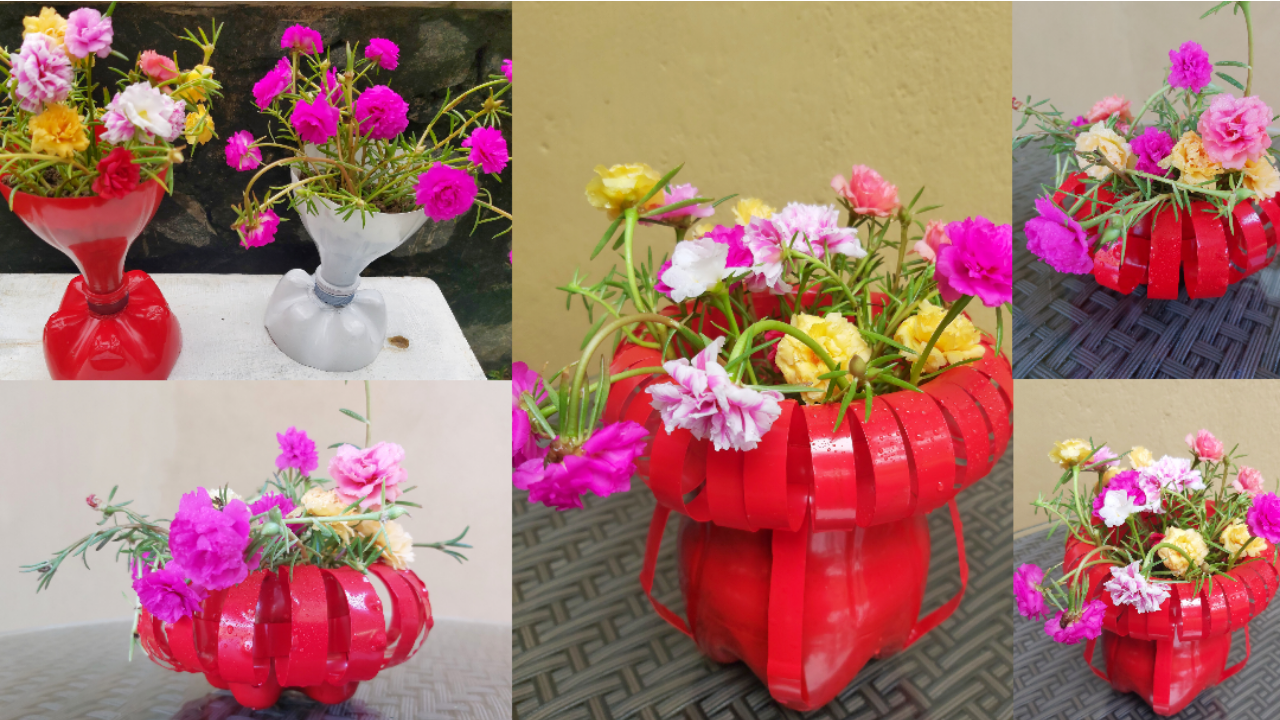 Recycled Plastic Bottle Craft Ideas Flower Pot With Plastic Bottle R...