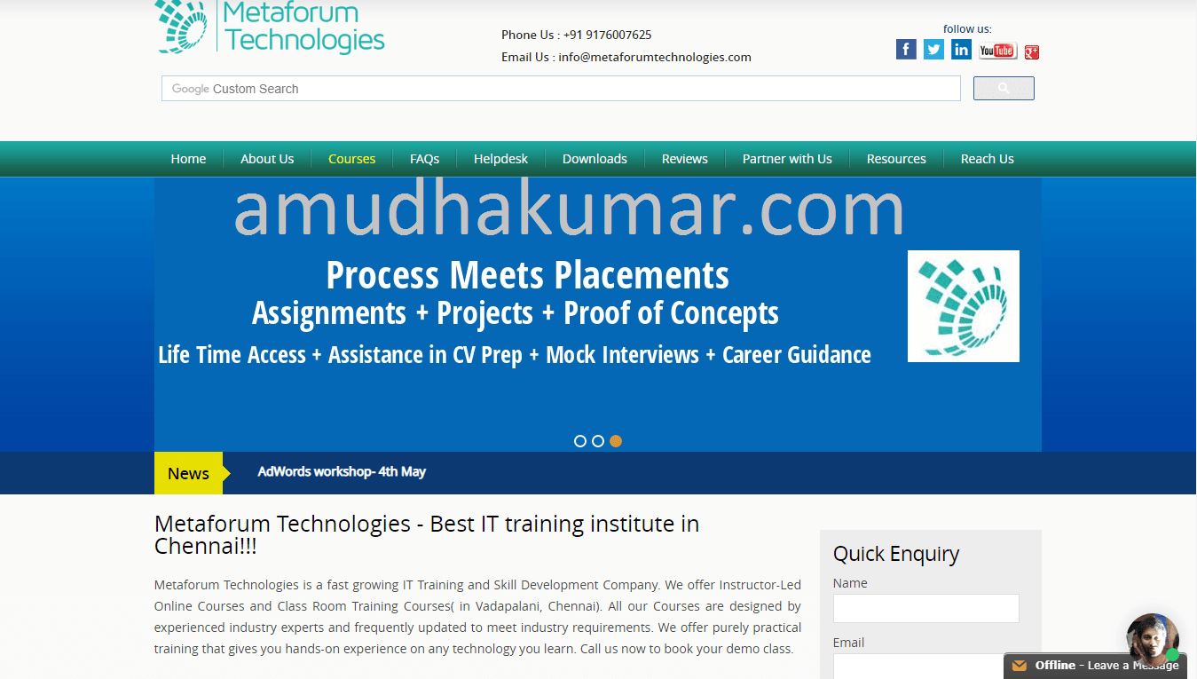 Metaforum Technologies Digital Marketing Training Institutes in Chennai - Amudhakumar