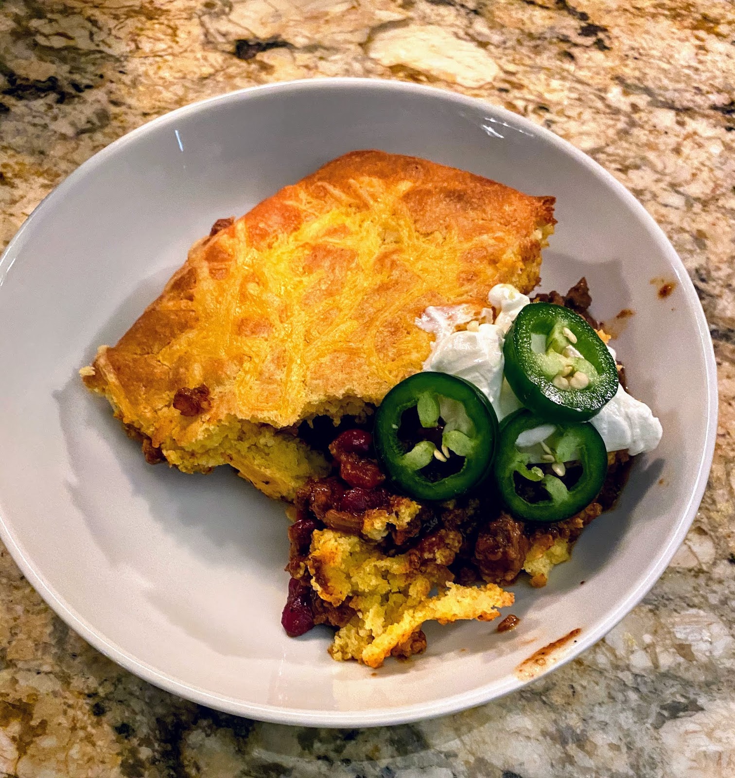 That's Just Me Cooking Firehouse Chili Cornbread Casserole