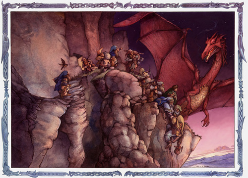 07-Smaug’s Fury-Artist-David-Twenzel-Watercolour-The-Hobbit-Frodo-Baggins-Gandalf