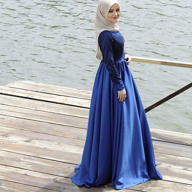 Robe hijab bleue Hijab été Hijab Chic turque style and Fashion