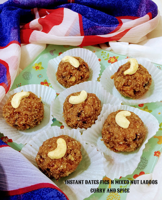 CURRY AND SPICE INSTANT DATES FIGS N MIXED NUT LADOO