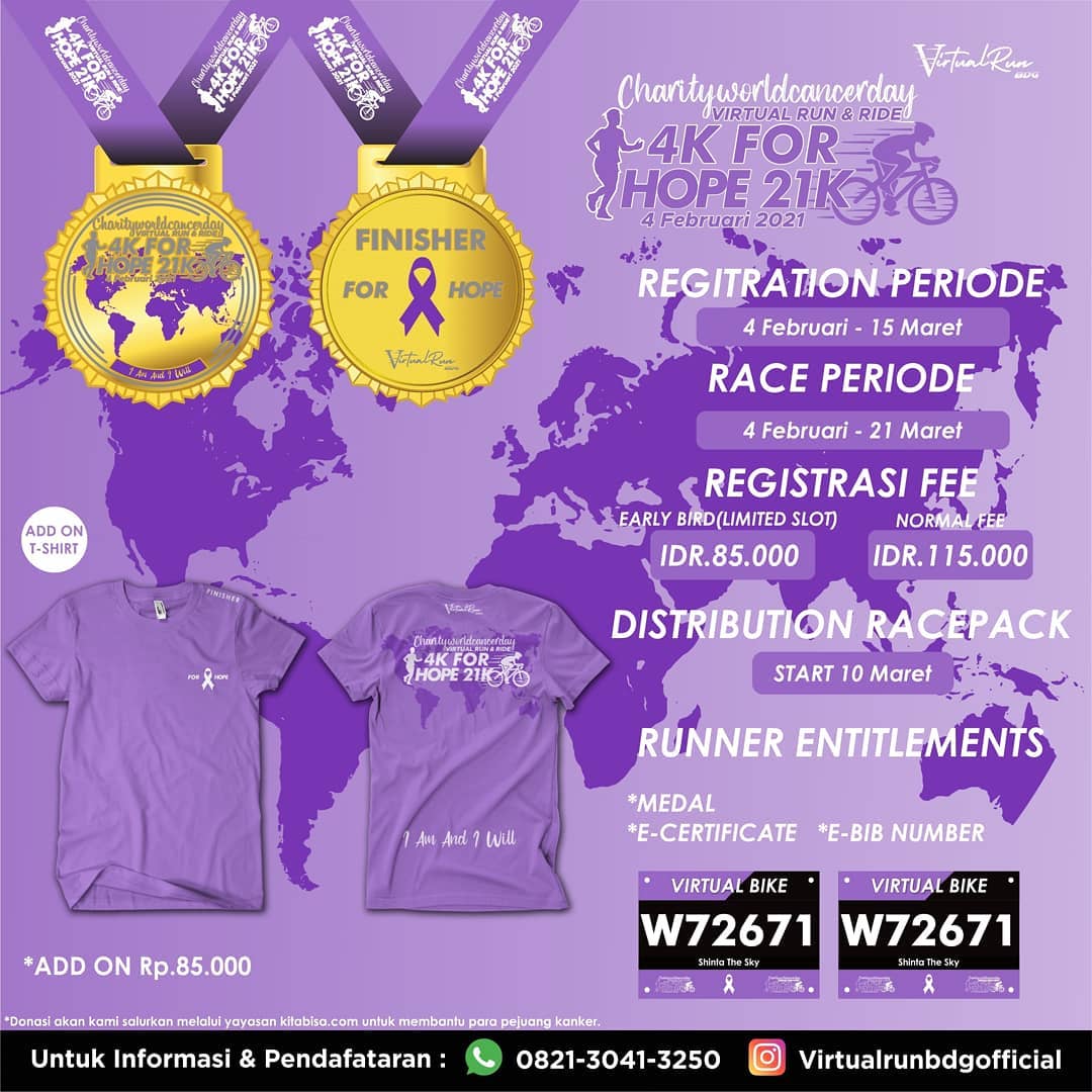 🔍 Charity World Cancer Day - Virtual Run & Bike for HOPE • 2021 Charity World Cancer Day - Virtual Run & Bike for HOPE • 2021
