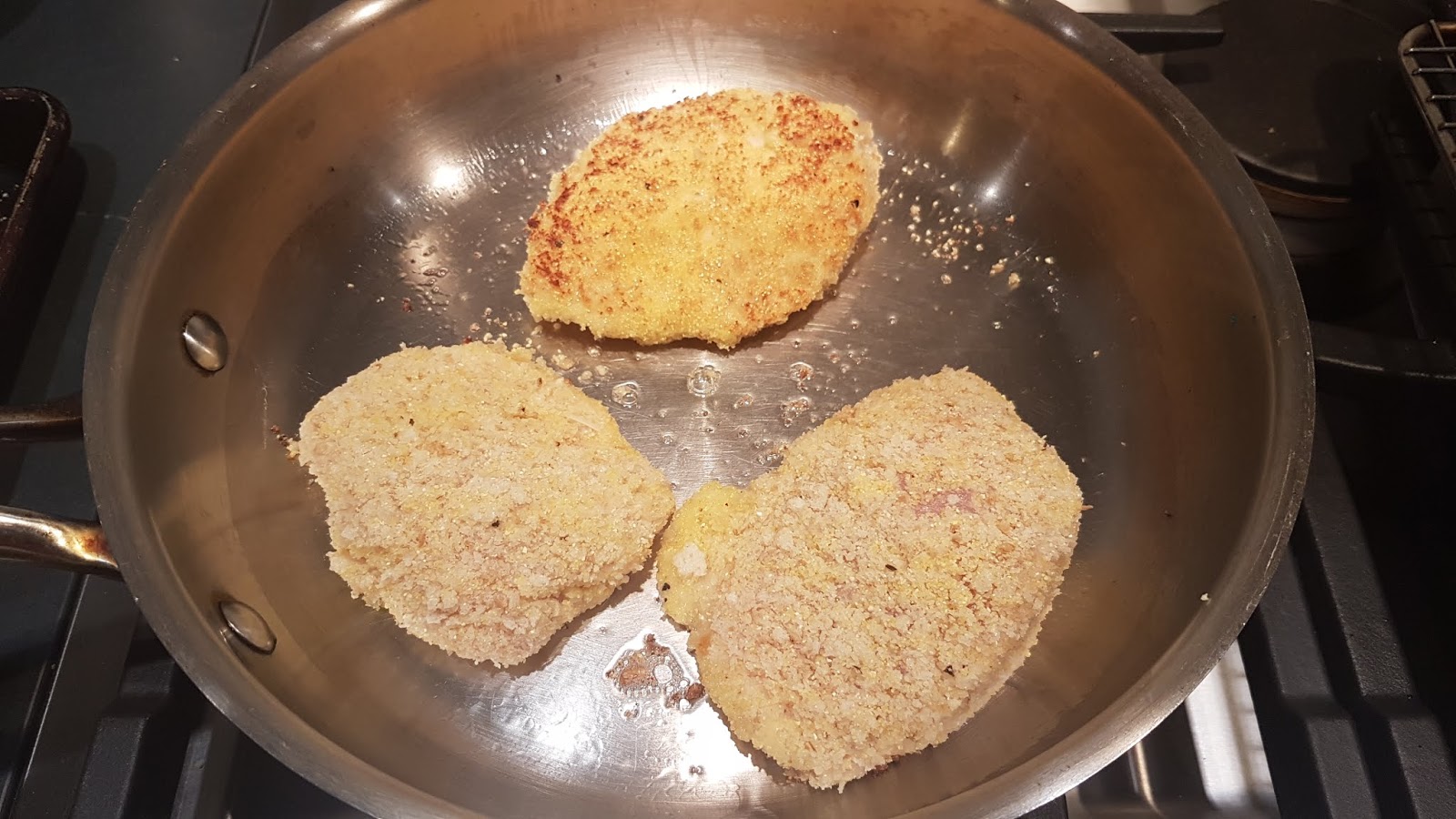 Almost Wasted Polenta Crusted Chicken with Lemon, Sage White Wine Sauce