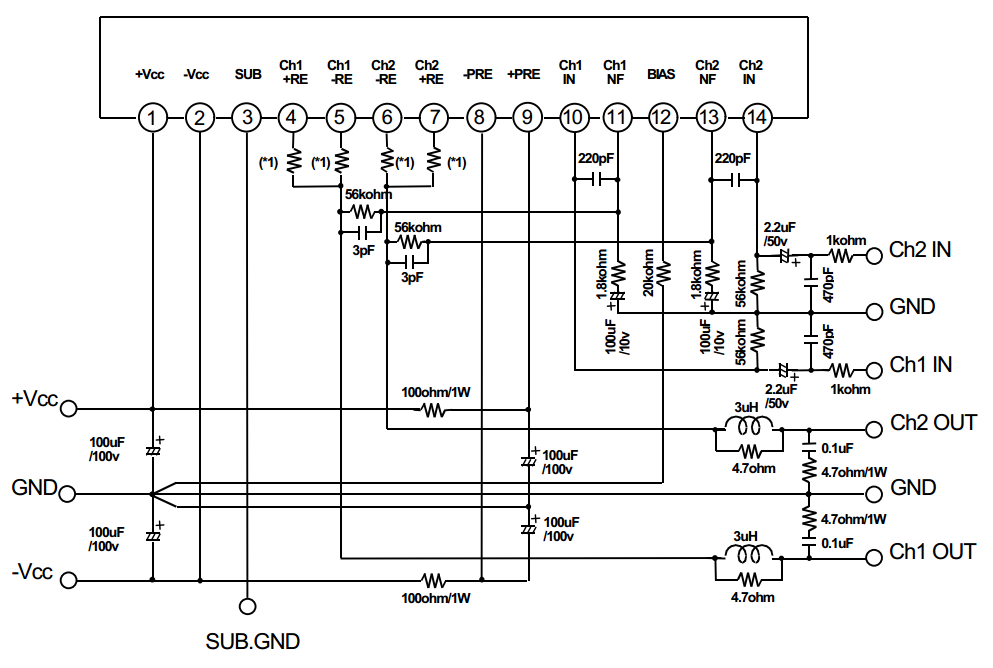45w Audio Amplifier Circuit Using Stk055