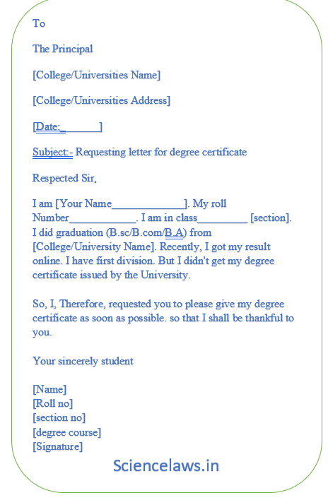 how to write application letter for issuing degree certificate